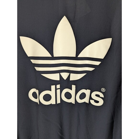 Adidas Crepe Trefoil Big Logo Navy Blue Long Sleeve Sheer Womens Size Large - Picture 3 of 12